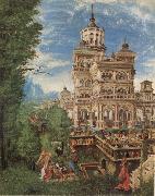 Albrecht Altdorfer Susanna at her Bath and The Stoning of the Old Men oil painting reproduction